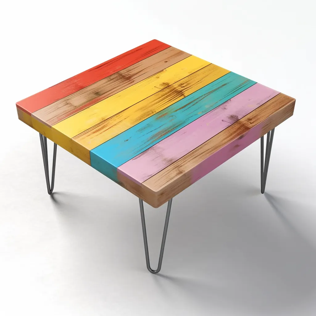 Table de Salon design en bos de pin maritime de a foret des Landes aux couleurs de gaugain -  Les plus Tables basses design de salon Monde ?