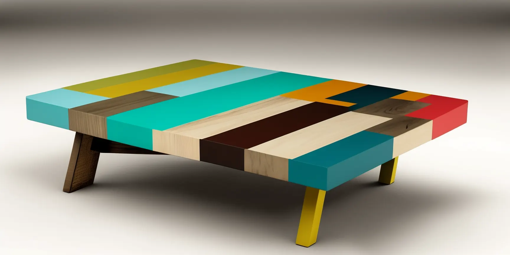 Table de Salon design en bos de pin maritime de a foret des Landes aux couleurs de picasso -  Les plus Tables basses design de salon Monde ?