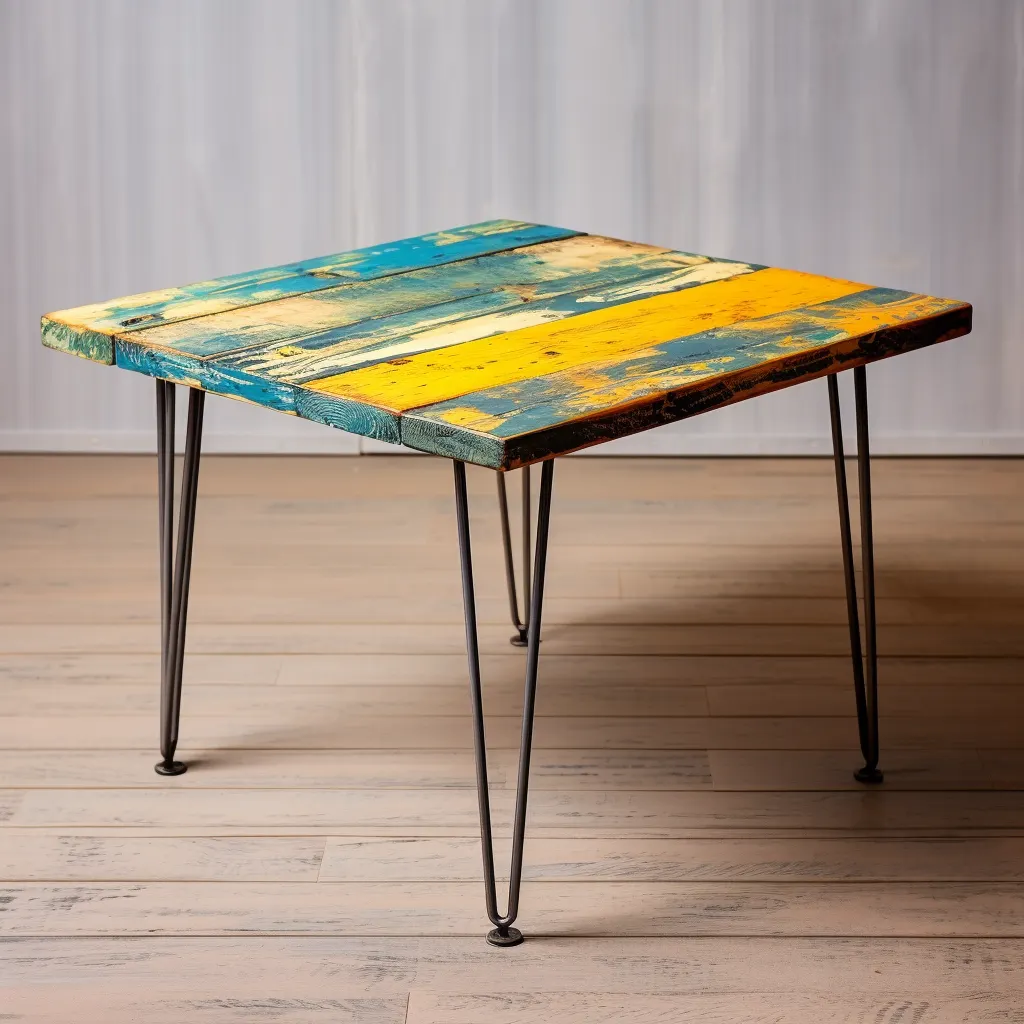 Table de Salon design en bos de pin maritime de a foret des Landes aux couleurs de van-gogh -  Les plus Tables basses design de salon Monde ?